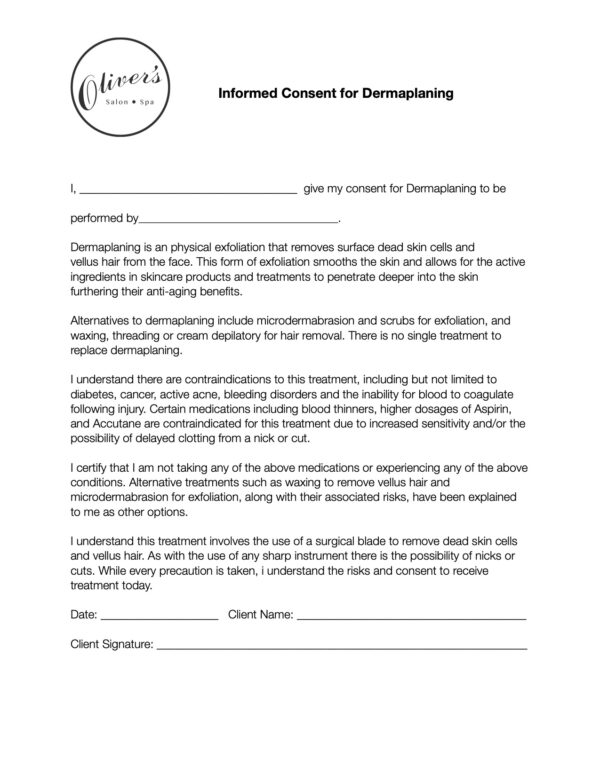 Dermaplaning Consent Form 9409